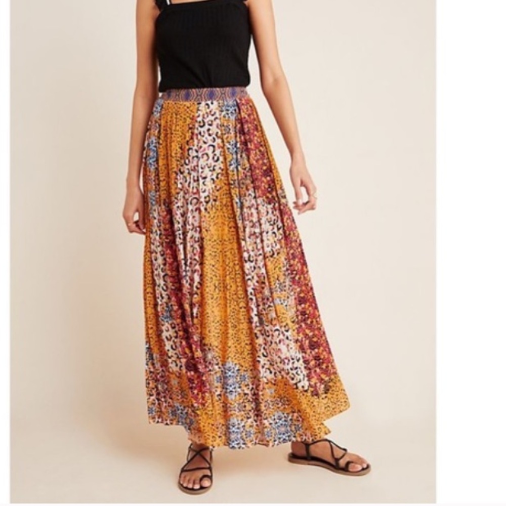 Anthropologie bhanuni by jyoti Bohemian Patchwork lined Maxi Skirt size 2 petite
